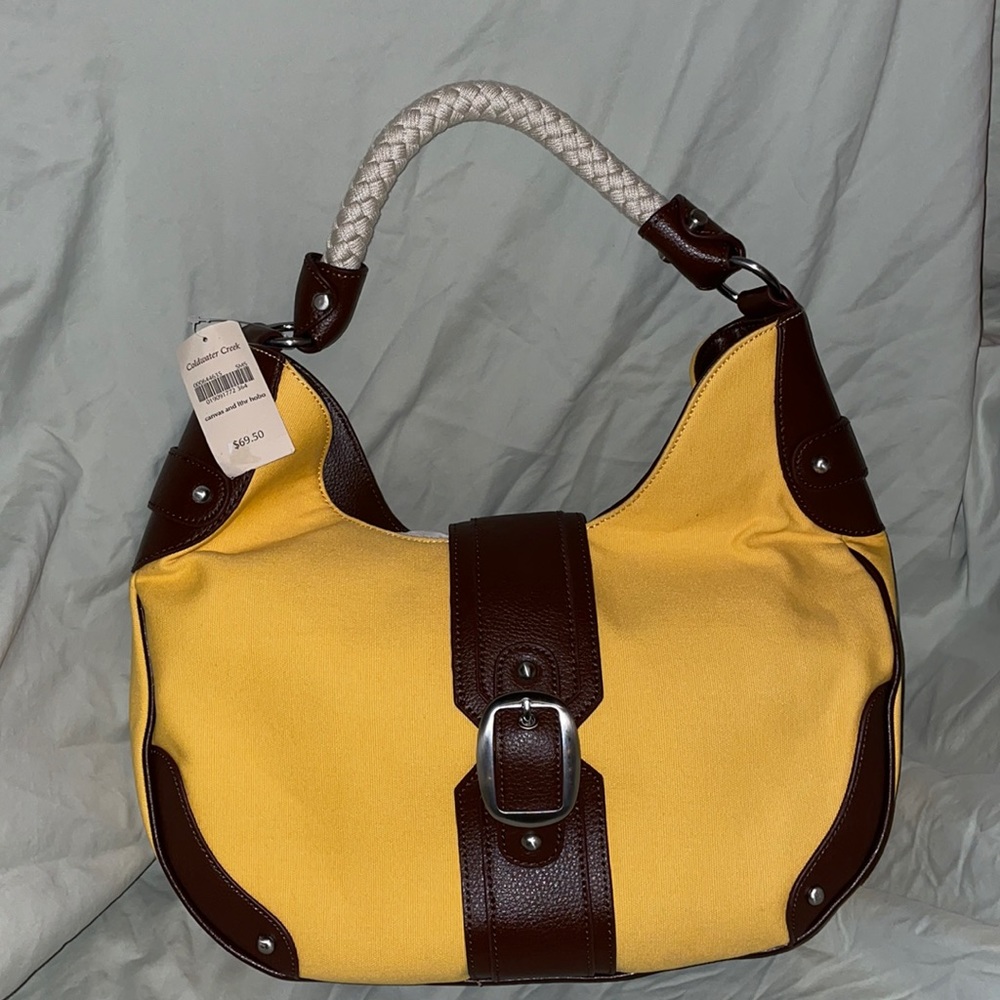 Coldwater Creek Canvas & Leather Hobo Bag